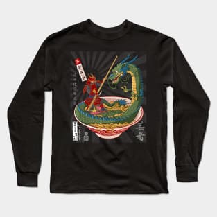 Samurai battles Dragon over ramen Long Sleeve T-Shirt